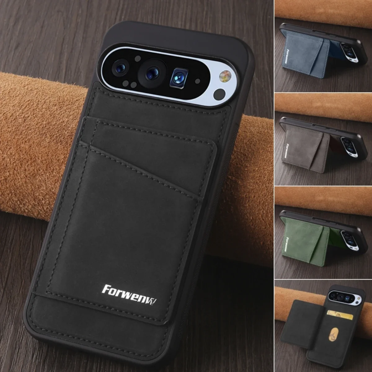 EUCAGR PU Leder Telefon Fall für Google Pixel 9A 9 8 10 Pro XL 8A 8Pro Business Magnetische Karte Slot mit Halter Telefon Abdeckung Coque