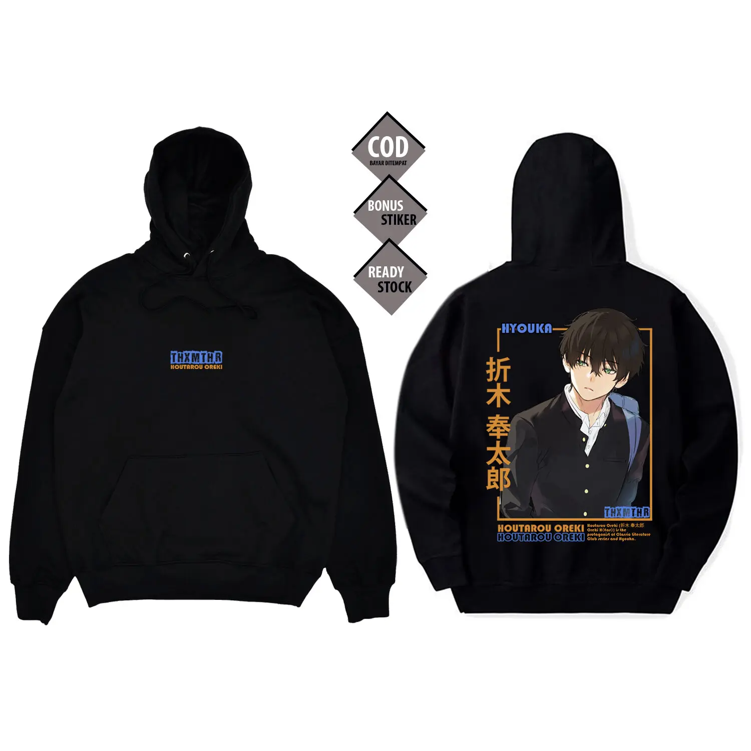 Hoodie Houtarou Oreki Hyouka Anime Manga Eru Chitanda Ibara Mayaka Fukube Satoshi Japan Culture Cosplay Jejepangan Baju