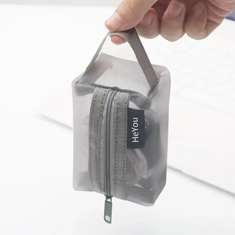 

Fashion Transparent Mesh Storage Nylon Zipper Pouch Small Coin Purse Key Card Bag Transparent Cosmetic Girl
