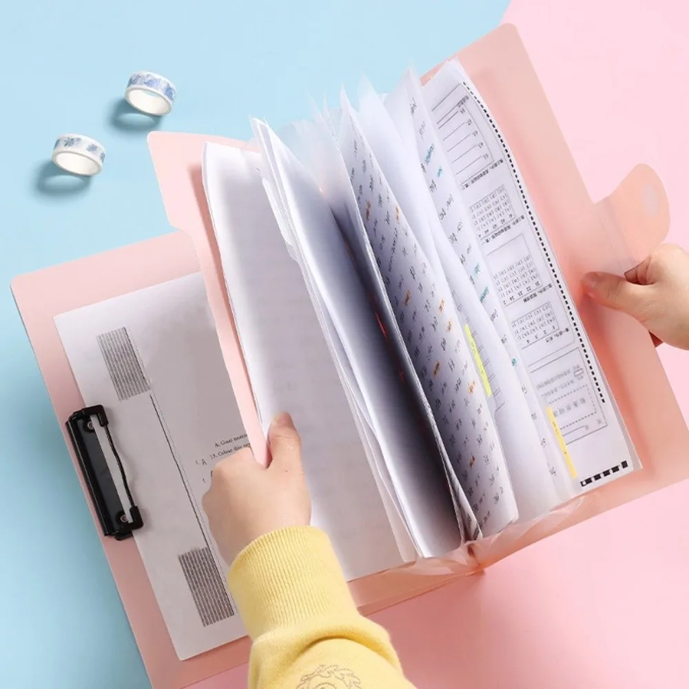 

8 Pockets Expanding File Folder A4 Multi-layer File Organizer Waterproof with Clipboard Document Storage Bag School Supplies