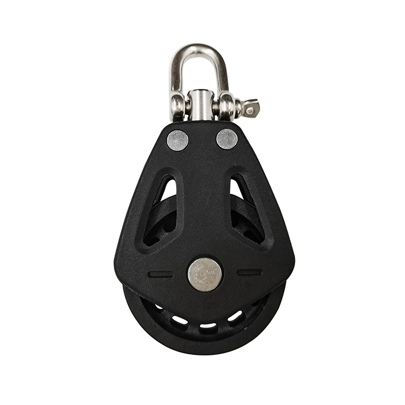 Sailboat Pulley Nylon Crane Pulley Block Lifting Single Pulley Swivel Pulley Black