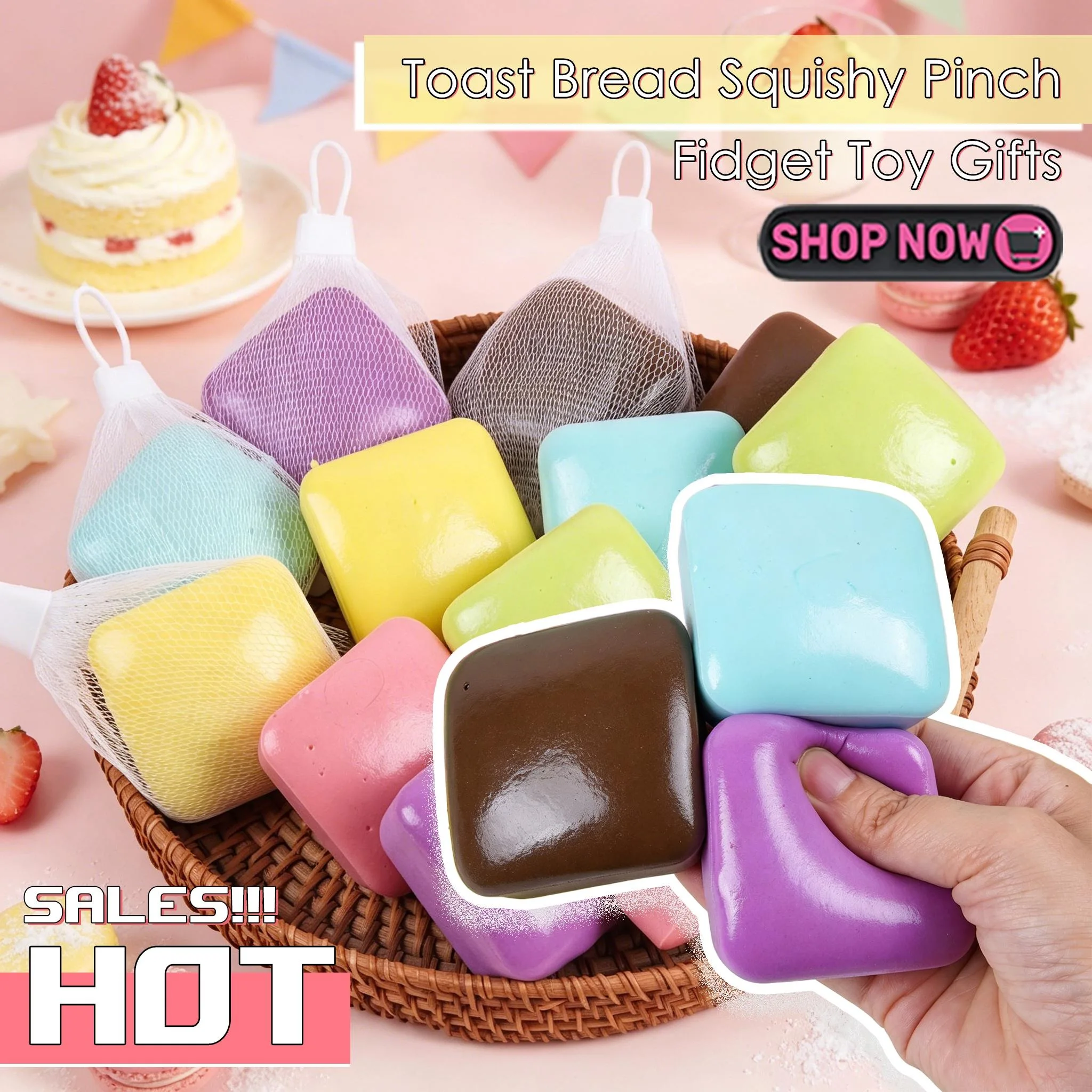 Realistic Square Bread Squishy Toy Cake Simulation Soft Slow Rising Squeeze Anxiety Reducer Fidget Party Supplies Children Gift