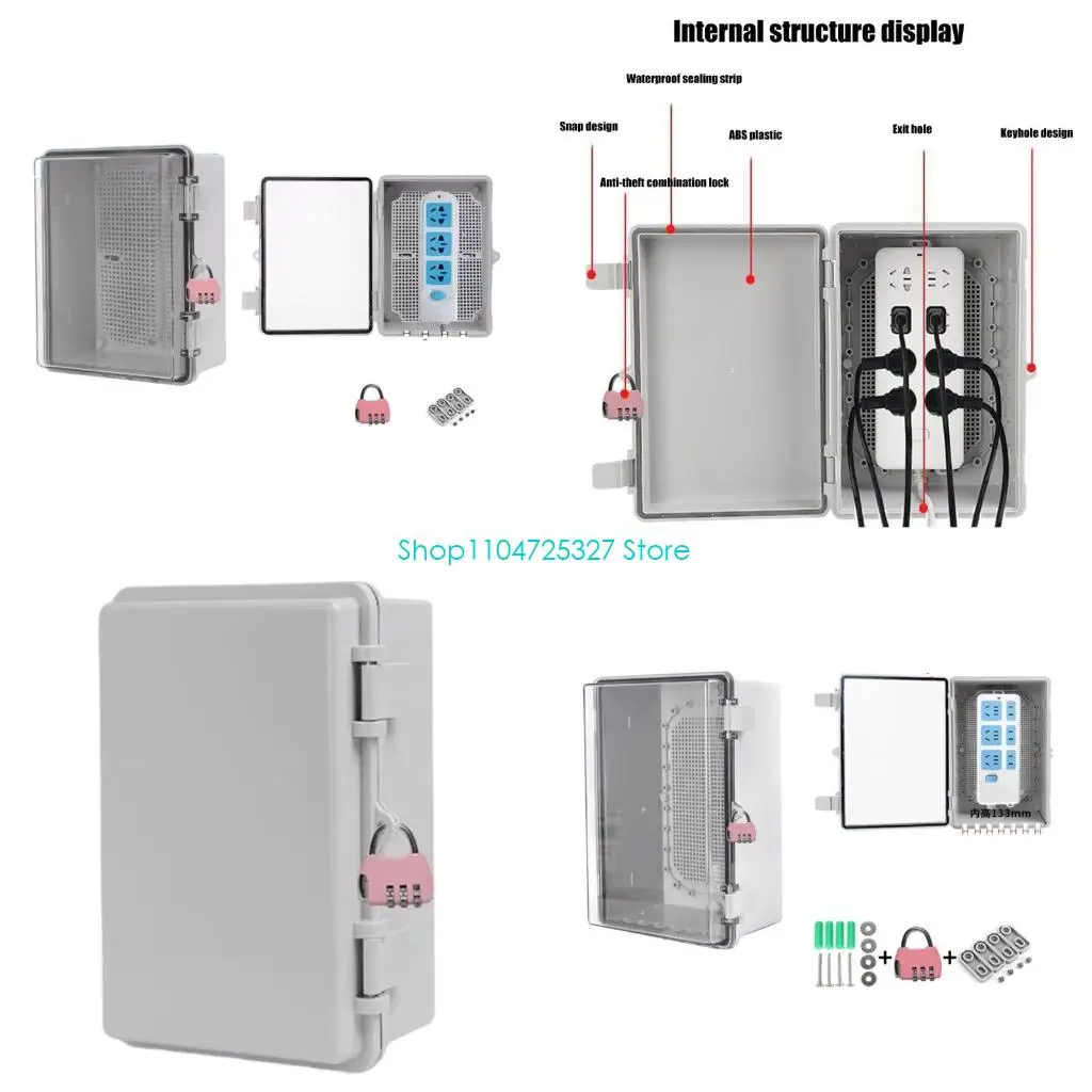 D8KF Strong Water Resistant Electrical Enclosures Lockable Designs Socket Protector with Lock Upgrades for Outdoor Application