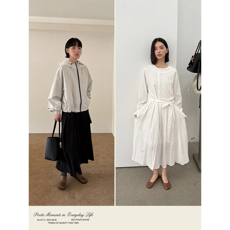 

【New Arrival】Women's Black Belted Midi Dress, Long Sleeve Crew Neck A-Line Casual & Formal Wear