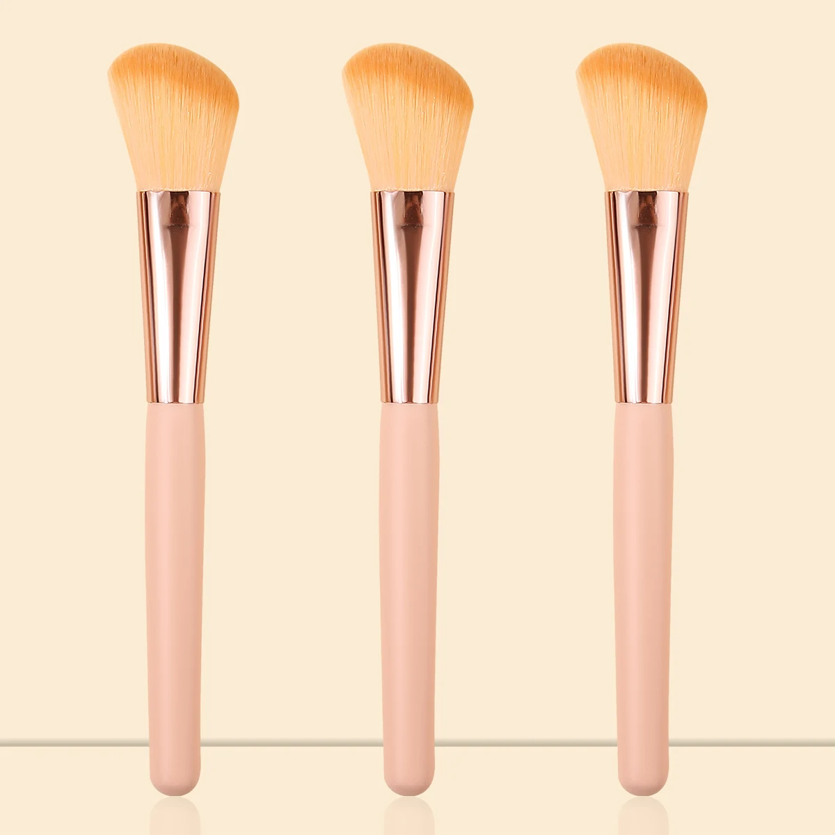 Pennello per trucco viso morbido angolato da 3 pezzi, fard in polvere, pennello per contorno, strumento di bellezza portatile professionale multifunzionale
