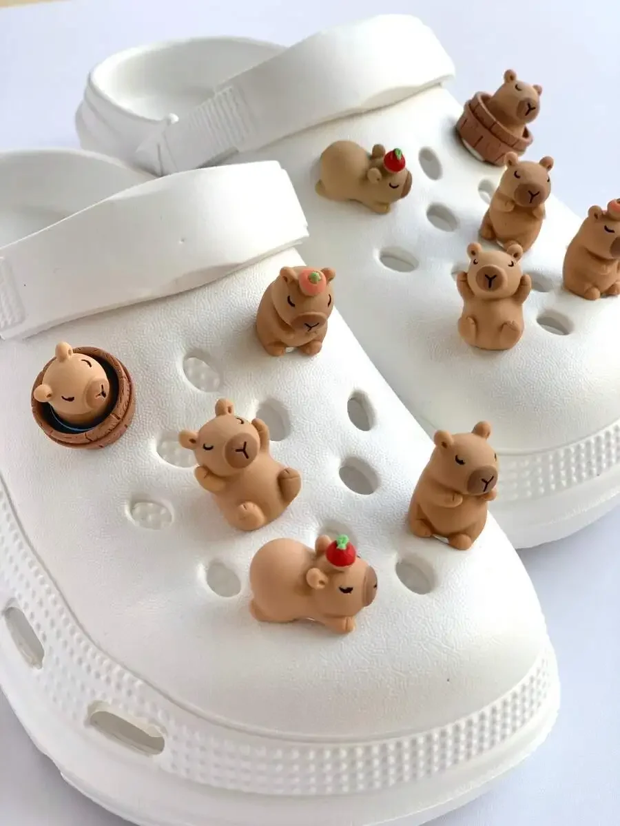 

5pcs/10pcs Capybara Shoe Charms, Cartoon Animal All-Match Beach ABS Plastic Shoe Decorations, Cute Cartoon Simple Fashion