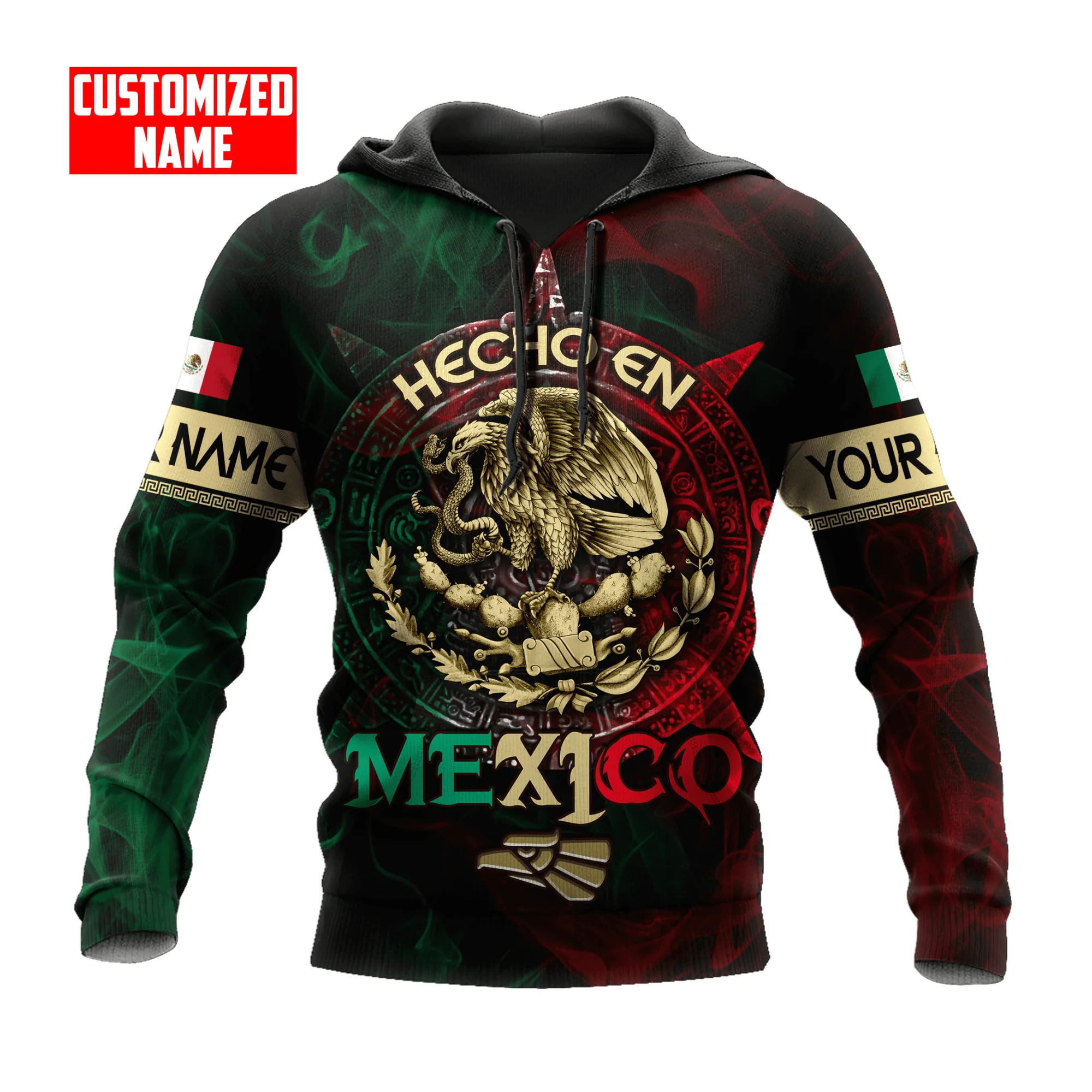 Sudadera con capucha con estampado de águila mexicana para hombre, ropa suelta, cómoda, producto de tendencia, Otoño e Invierno