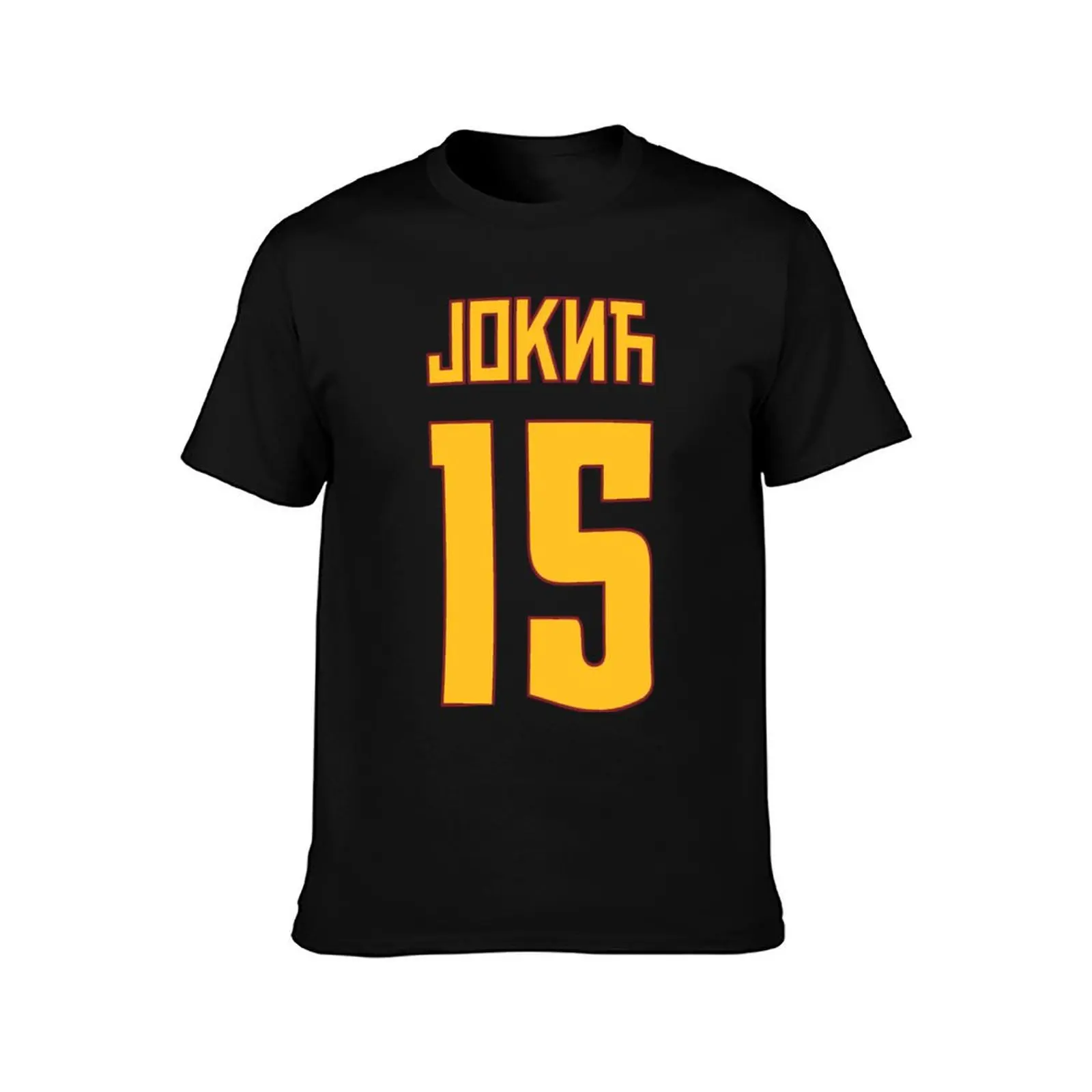 Nikola Jokic Denver 15 serbian cyrillic yellow \t T-Shirt Sports Casual Short Sleeve Cotton Tee T-Shirt