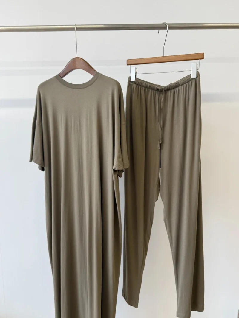 Pima Cotton Minimalist High-End T-Shirt Dress Dress Trousers Set
