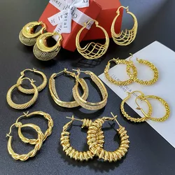 Sunny Jewelry Fashion Simple Hoop Earrings for Women Vintage Classic Circle Twist Geometry Huggie Party Wedding Jewellery Gift