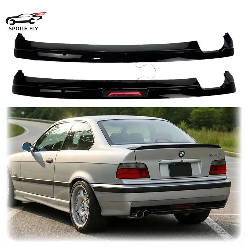 For BMW 1990-2002 3 Series E36 M3 / M Sport Replacement Style Bumper Lip Spoiler LED Light Rear Splitter Diffuser Guard Trim
