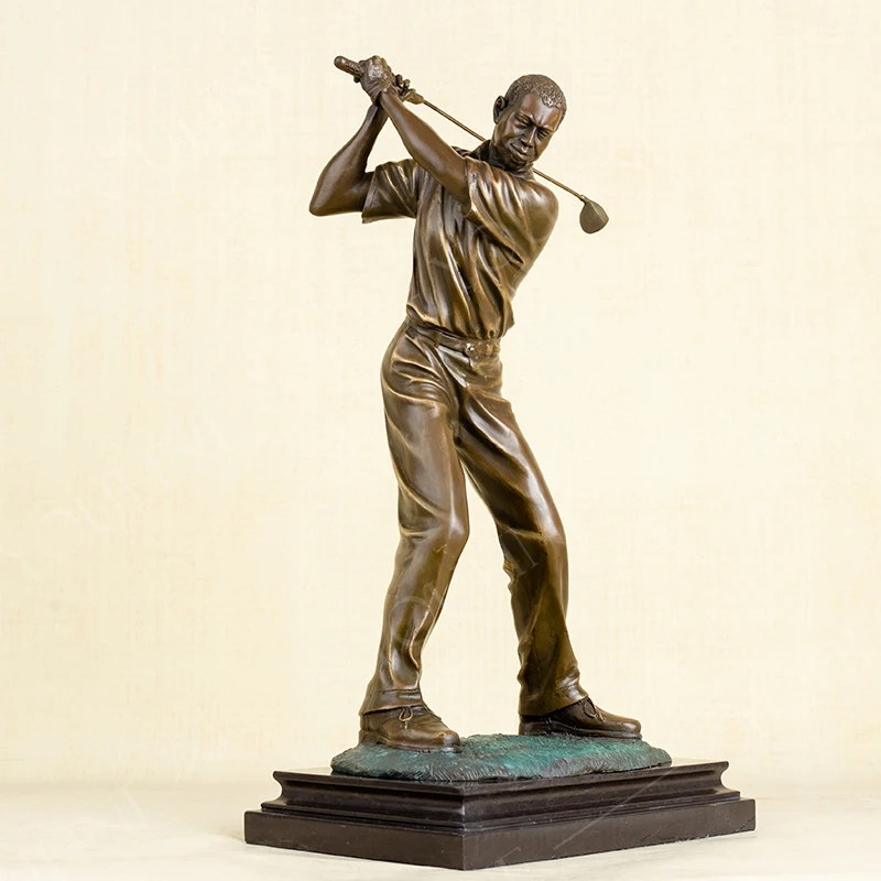 54cm Bronze Golf Man Statue Bronze Golfer Man Sculpture Playing Golf Art Figurine Crafts Home Office Decoration Ornament Gifts