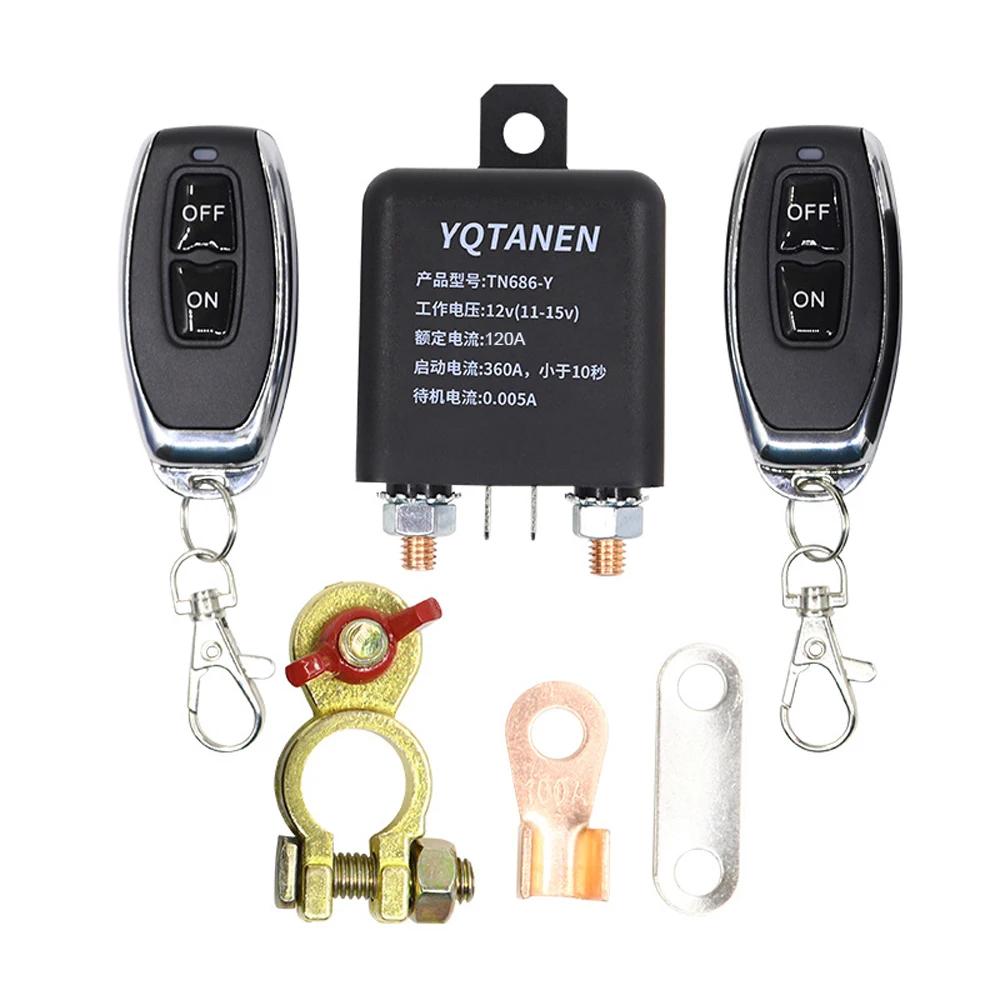 YQTANEN 12 V Car Battery Relay Wireless Remote Battery Disconnect Switch Battery Switch Isolator Power with 2 Remote Controllers