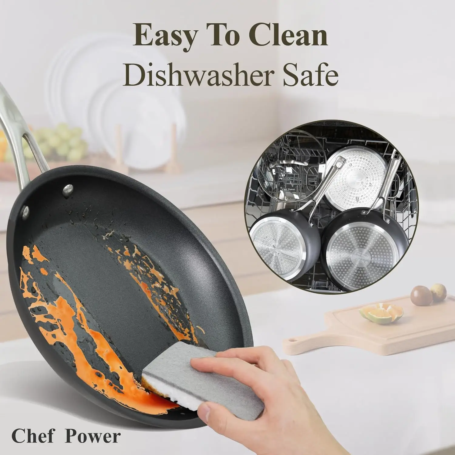 Hard Anodized Nonstick Cookware Sets 10 Piece with Stainless Steel Handle, Pots and Pans Set Non Stick, Kitchen Induction