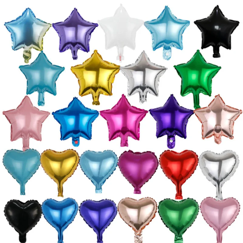 50PCS 5 Inch Peach Heart Balloon Mini Pentagonal Star Version Aluminum Film Balloon Wedding Party Wedding Room Decoration