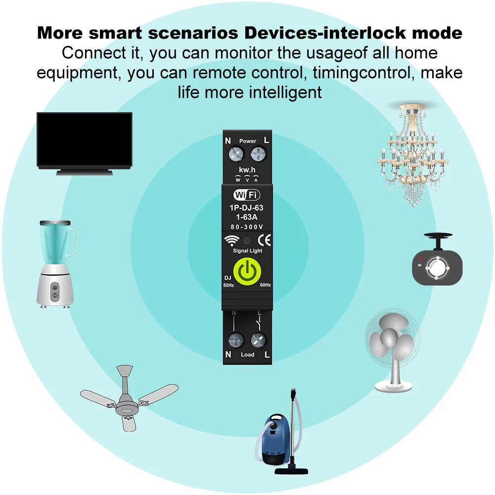 Tuya smart breakers wifi Photovoltaic Bidirectional Metering Energy Meter Auto Reclosing Protector