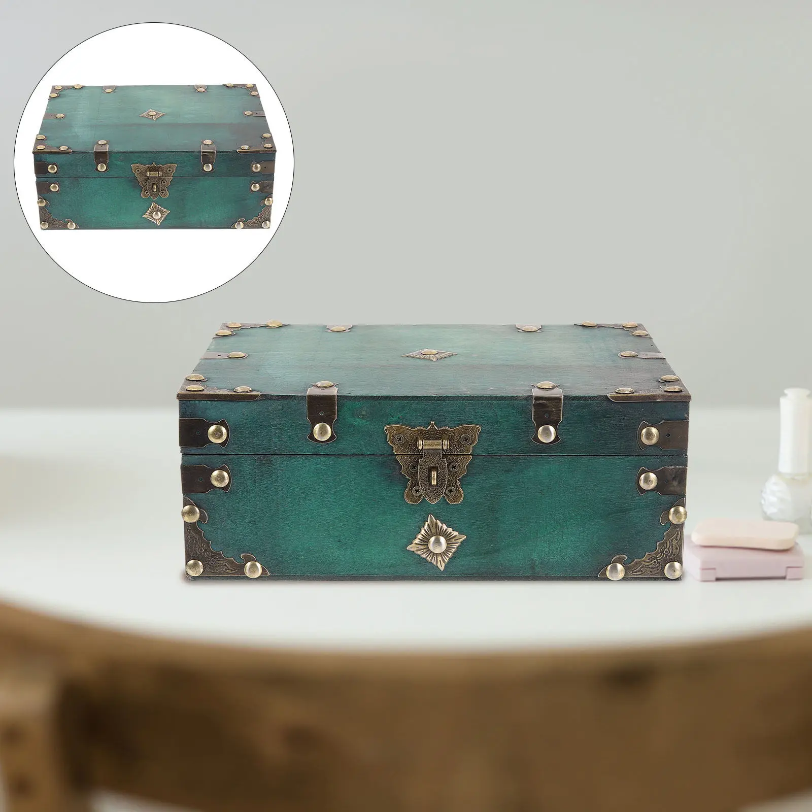 Wooden Jewelry Case with Lock Multi-Functional Storage Box for Passport Id Cards and Other Valuables Wooden Storage Box
