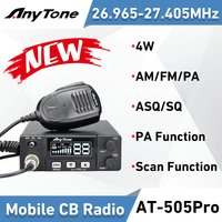 2024 New Anytone AT-505Pro 11M Radio 26.965-27.405MHz 4W  AM/FM/PA 40Channels Scan Function ASQ/SQ/VOX Car Radio