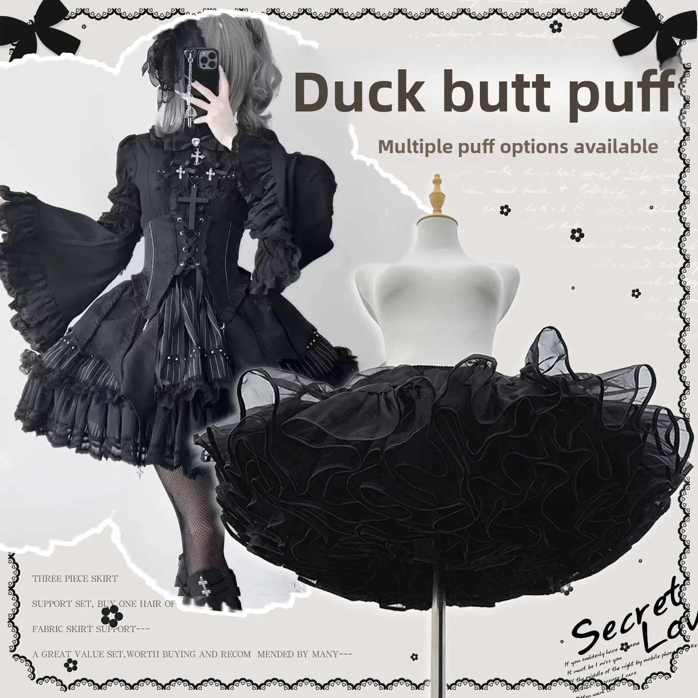 

SOIOMES Flying Skirt Support Lolita Black Short Soft Yarn Support Daily Violence Support Lolita Super Fluffy Interlining Skirt