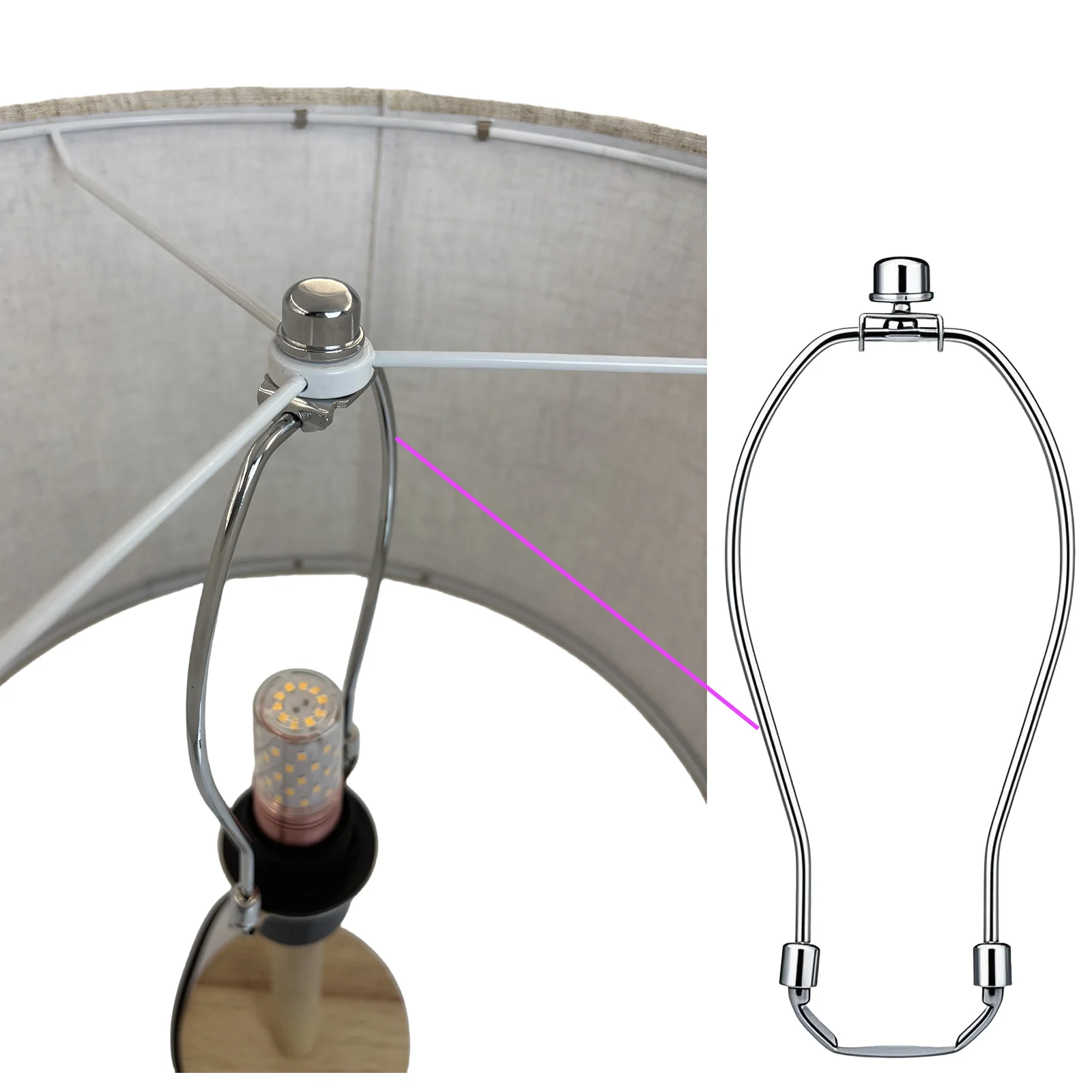 Supporto per paralume, arpa per lampada include base a sella standard, staffa per paralume resistente staccabile per lampade da tavolo e da terra