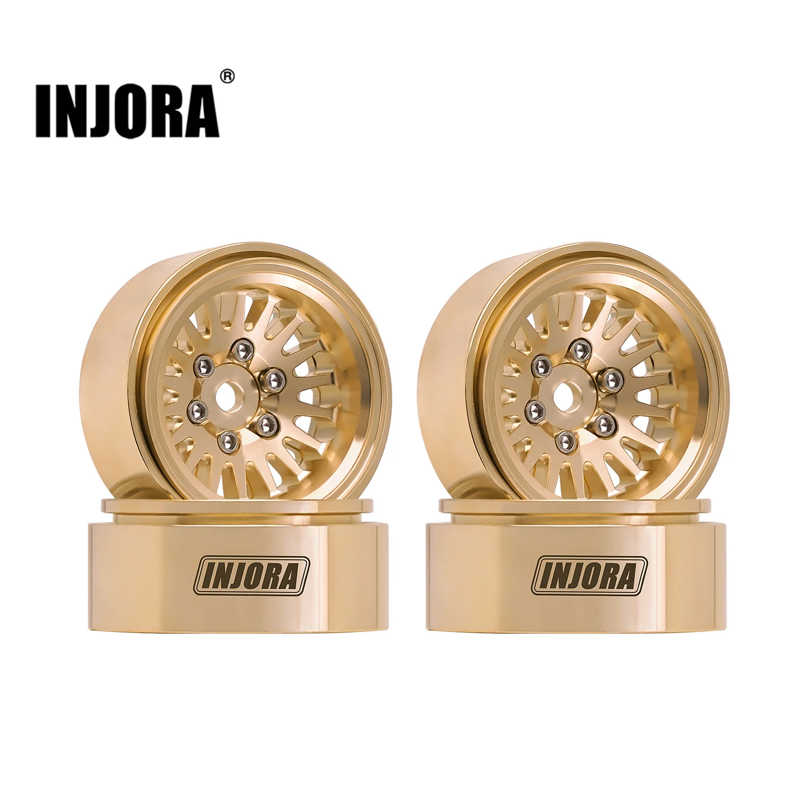 INJORA Roues Laiton Beadlock 1.0" Offset -4.7mm - Jantes Métal Lourdes Pour TRX4M, SCX24, FCX24, Ascent18 (Lot De 4)