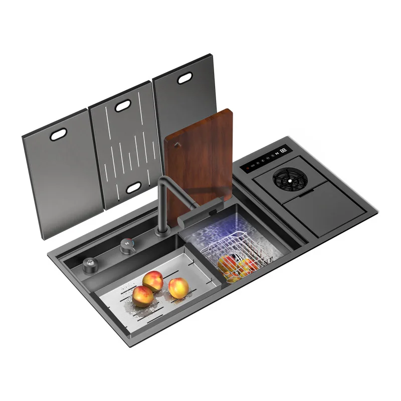 

Kitchen, smart, sink, stainless steel, nano fruit and vegetable purification, vegetable basin