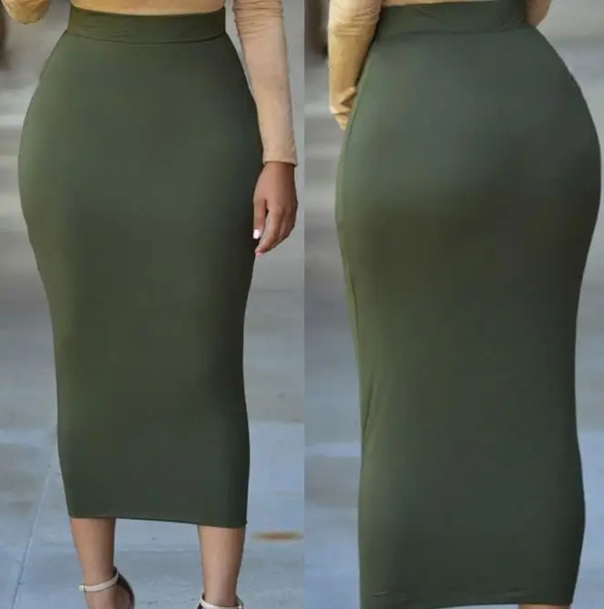 

Женская длинная юбка 2026, однотонная, с эластичным поясом, облегающая, средней длины, для офиса, деловая, модная