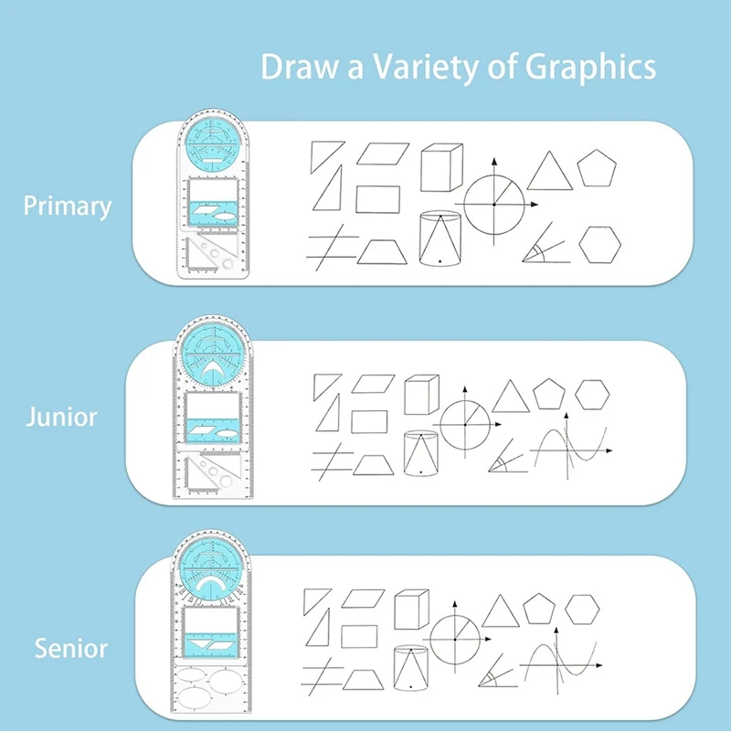 Multifunctional Geometric Ruler, Geometric Drawing Template, Measuring Tool Draft Rulers For School Office Building