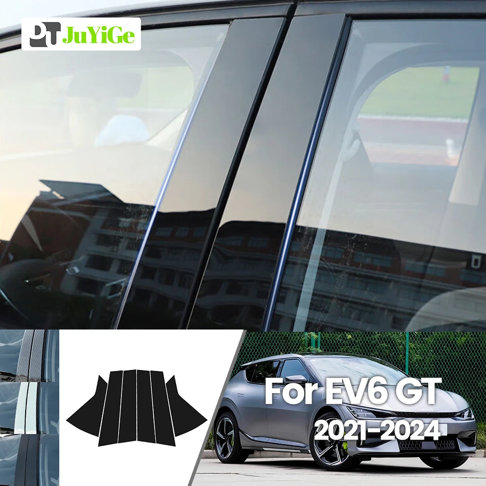 For Kia EV6 GT 2021-2024 2022 2023 Bright Black Carbon Fibre Window Door B C Sticker