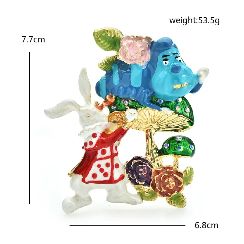 Wuli&baby Cartoon Elf Animal Brooches For Women Unisex Lovely Enamel Beautiful Mushroom Tales Figure Party Brooch Pins Gifts