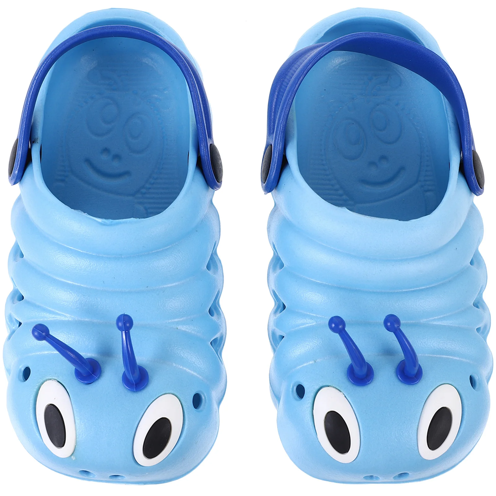 

1 пара нескользящих летних сандалий, синие, размер 26, длина 15,5 см, пляжная обувь с милой мультяшной гусеной формой, легкая и удобная обувь для мальчиков и девочек