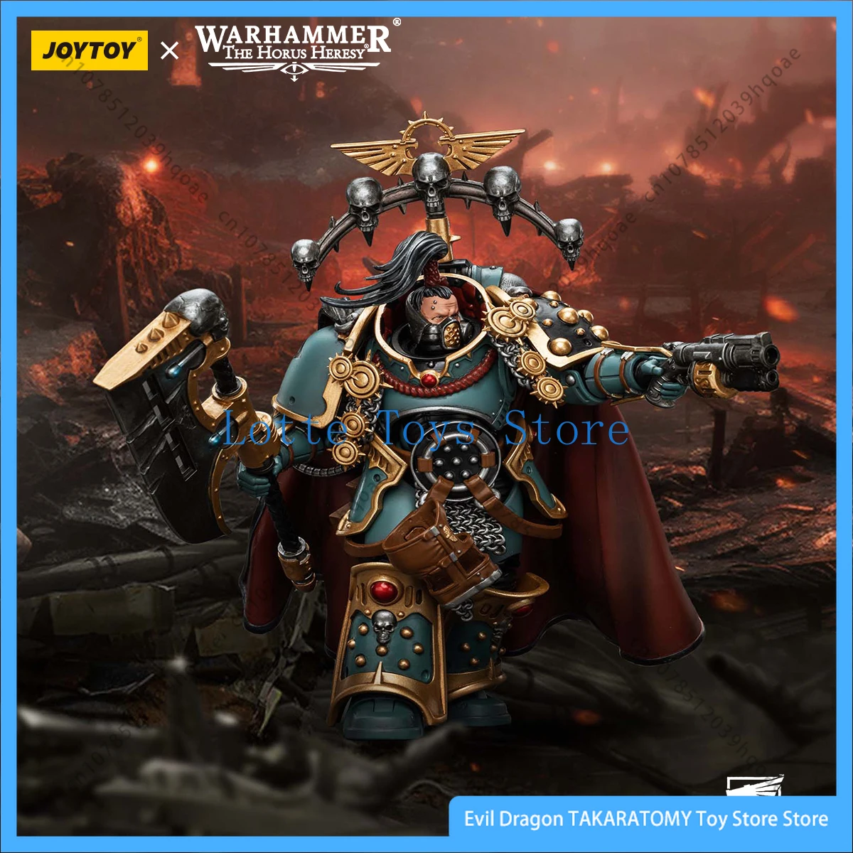 JOYTOY Warhammer 40k 1/18 figuras de acción 12,6 cm Sons of Horus Legion Praetor con Power Axe colección modelo Juguetes