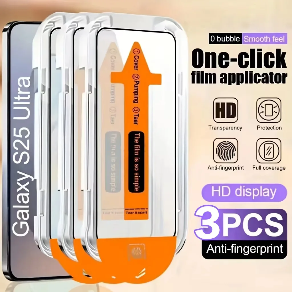 

3Pcs Full Cover HD Tempered Glass Protector For Samsung S25 Ultra S26 S24 FE S23 S22 S21 Anti-Scratch Film A57 A37 A26 A07 A17