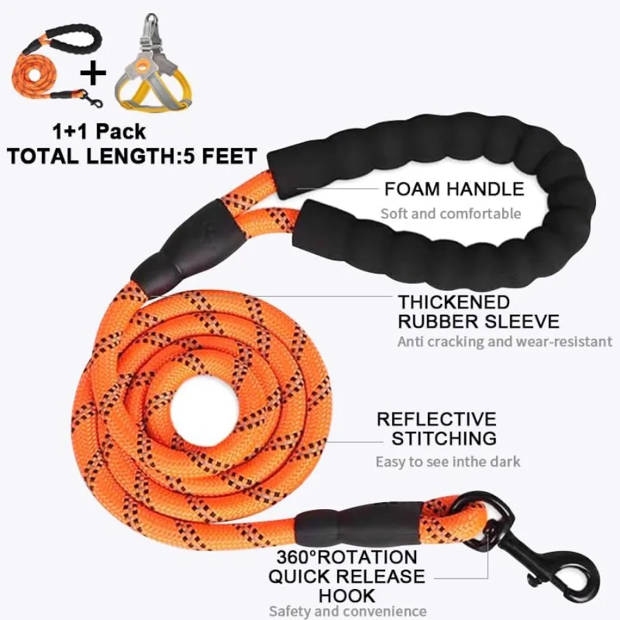 No Pull Dog Harness with Breathable Mesh Padding Reflective Strips Escape Proof Design Quick Adjust Fit for Training Walking Sm