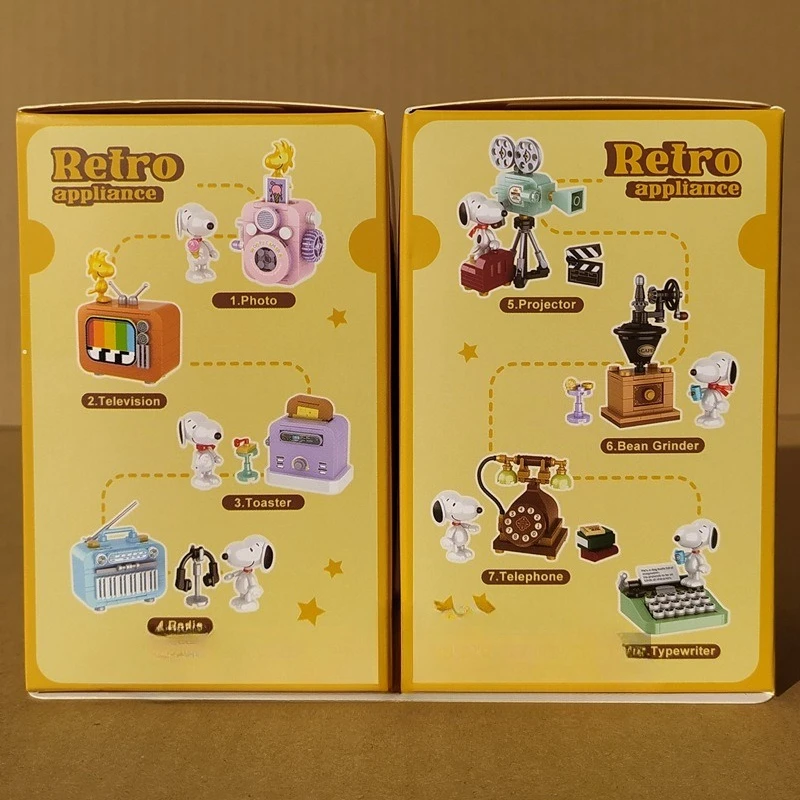 Genuine Authorized Snoopy Blind Box Series Cartoon Supermarket Garden Furniture Scene Children'S Building Block Toys