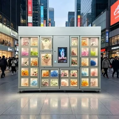 FL Commercial Complex Flower Vending Machine Humanized Compartment Layout Fresh Bouquet 24h Self Selling Equipment
