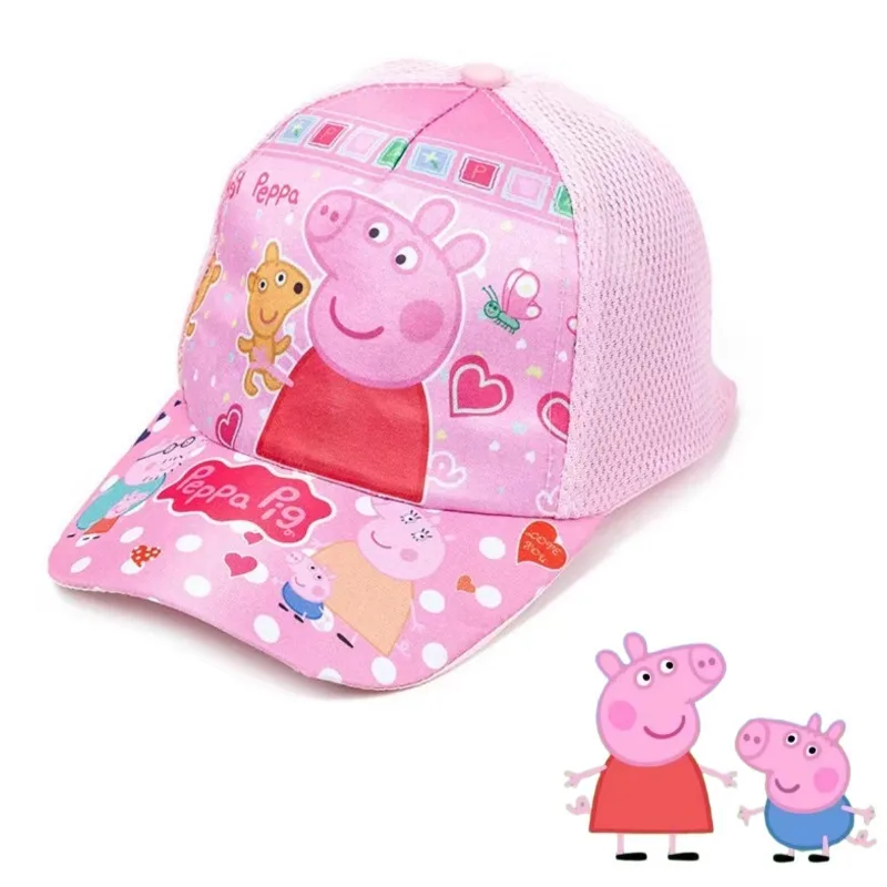 Peppa Pig children's sun protection peaked cap pure cotton spring and autumn thin cartoon cute print fashion casual baseball cap