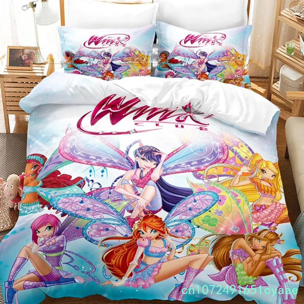 Winx Bedding Set Single Twin Full Queen King Size Bed Set Aldult Girl Bedroom Duvetcover Sets 3D Print Anime Kawaii 2022