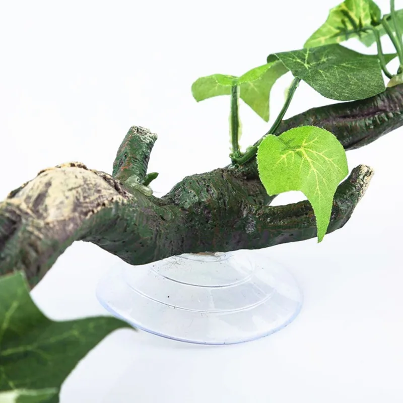 Terrarium Plant Decoration for Amphibian Lizard Snake Climbing with Suction Cup High Temperature Resistance Resin