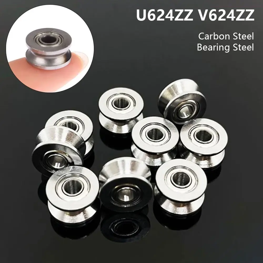 1/5Pcs U624ZZ V624ZZ Pulley Bearing U Groove V Groove Sealed Ball Ball Bearing Carbon Steel Bearing Steel