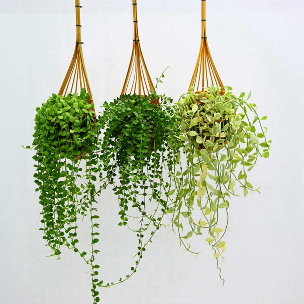 Garden Hanging Planter Macrame Plant Storage Basket Bamboo Woven Indoor Outdoor Flower Pot Holder Plant Hangers Home Decor