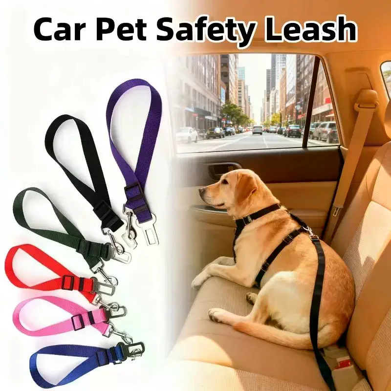 Adjustable Nylon Pet Car Seat Belt Leash Heavy Duty Durable For Dogs Cats Road Trips Daily Pet Travel Use Safe