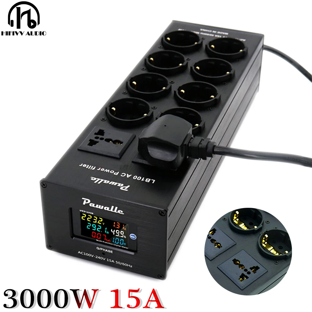 EU Plug AC Outlet Power filters Audio Amplifier LP Noise eliminate Strip EU Standard Aluminum Wall Network Filte Socket Outlets