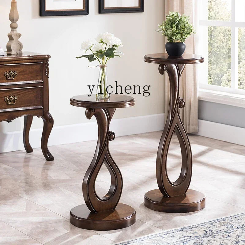 

all solid wood flower stand, living room round dill bonsai stand, flower table floor flower pot