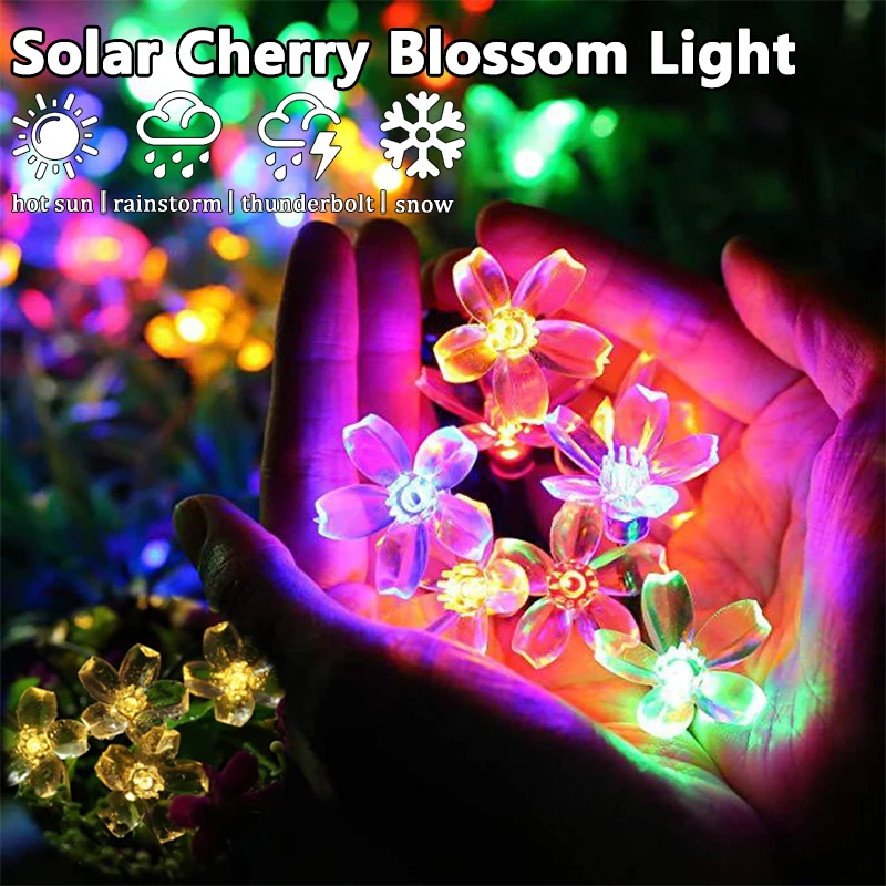 10M/7M Solar String Christmas Lights Outdoor 100/50/20LED 8Mode Waterproof Flower Garden Blossom Lighting Party Home Decoration