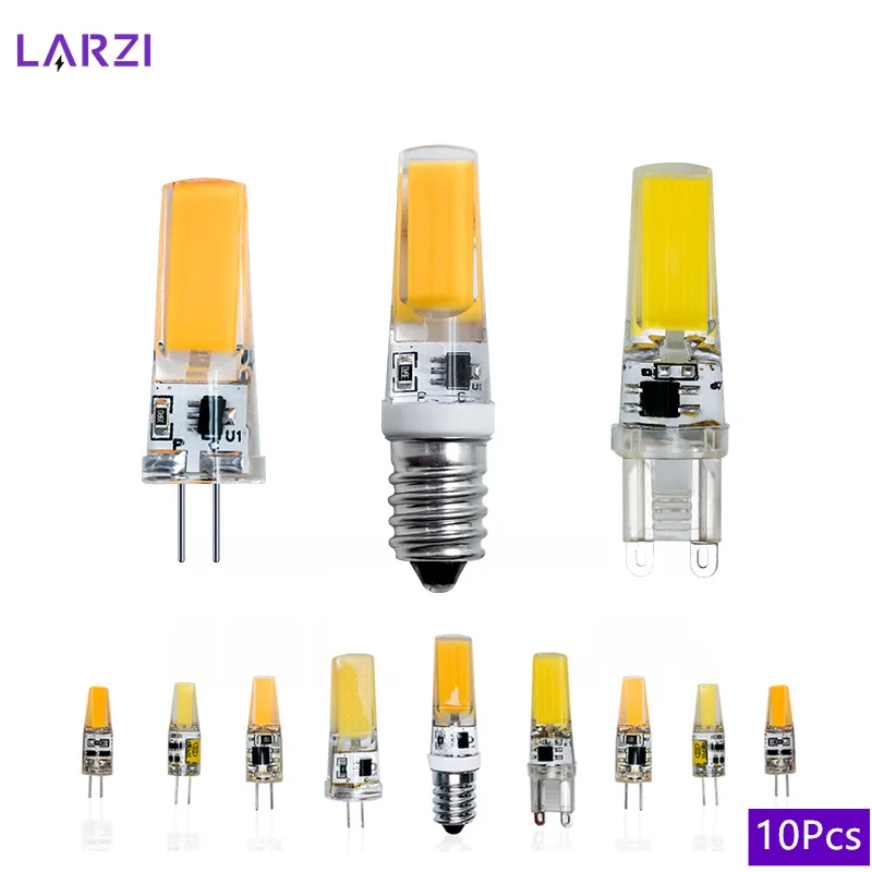 

10Pcs Brightest E14 G4 G9 LED Lamp AC DC12V 220V 3W 6W COB Led Bulb Warm/Cold White Spotlight Replace Halogen Light Wholesale