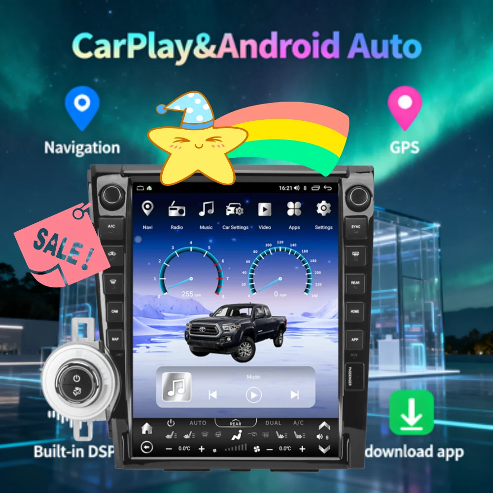 New 13.6 Inch  For Toyota Tundra Sequoia 2007-2014 Wireless CarPlay Android Auto Multimedia Player GPS Navigation DSP Head Unit