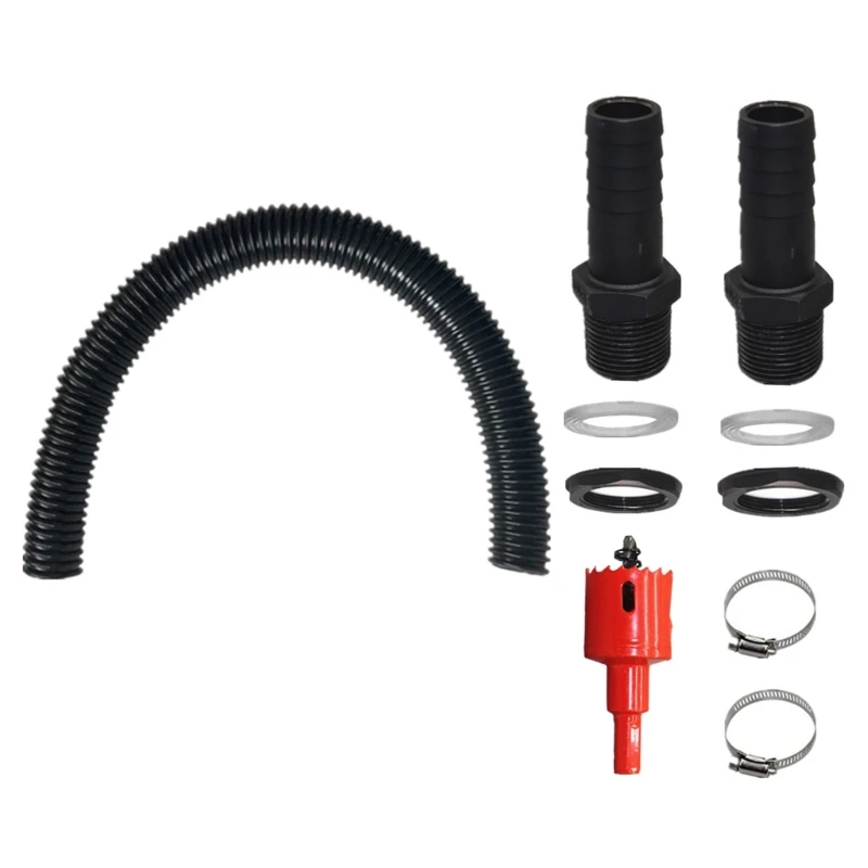 Garden Water Tanks Adapter Set Rubber & Plastic Hose Attachments with Seal & Clamps Easy Installation for Rain Barrels