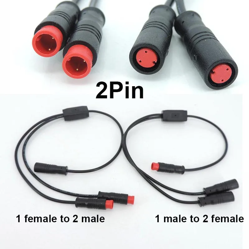 M8 2Pin Y Splitter E-bike Cable 1 Male to 2 Female / 1 Female to 2 Male Electric Bicycle Plug for Scooter Brake Signal Sensor