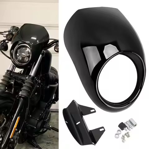 Motorcycle 5 3/4" Headlight Fairing Retro Front Light Mask Cowl For Harley Dyna Street Bob Sportster XL 883 1200 1986-Up Parts